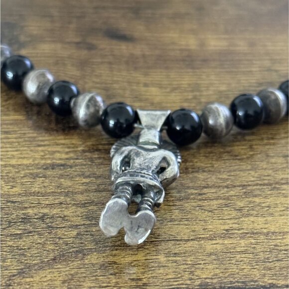 Vintage Sterling Silver Native American Bead Necklace With Sun Kachina Pendant - Picture 10 of 10